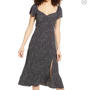 Print high slit midi dress